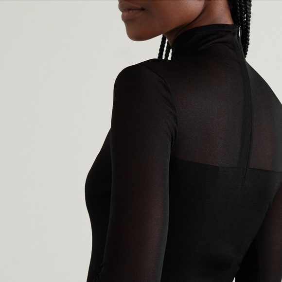 Nensi Dojaka Paneled Jersey And Tulle Black Bodysuit - Picture 3 of 13